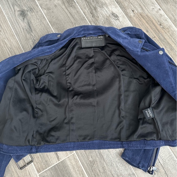 Bagatelle Navy Genuine Suede Moto Jacket. Size M. Like new. - Picture 7 of 9